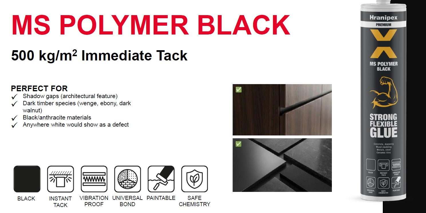INSTANT TACK ADHESIVE - H-POLYMER MS - Hybrid Polymer - 290ml - BLACK