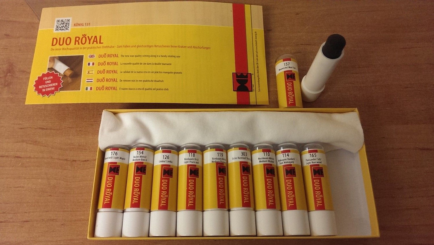 Konig Duo-Royale Quick Filler Wax Set 910 x 10 MIXED WOOD Colours