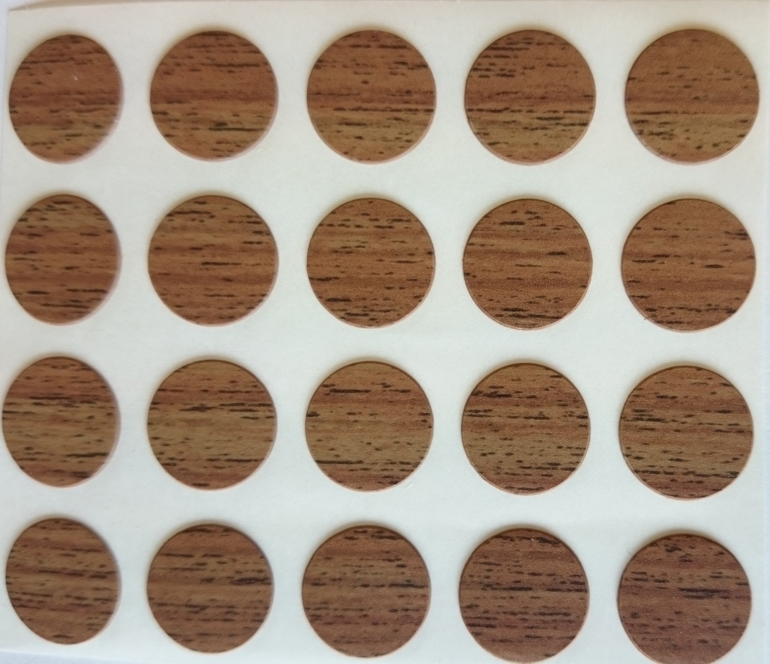 Self Adhesive Stick on PLASTIC ABS Furniture Screw Hole Covers, 13mm,  WALNUT