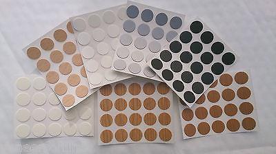 Self Adhesive Stick on 13mm Plastic Furniture Screw Hole Covers, Select Colour & Qty