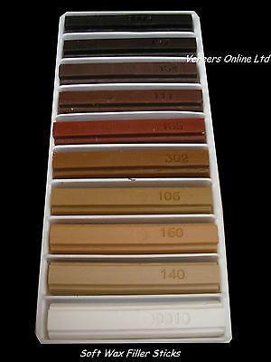 Veneers Online Softwax Soft Wax Wood Furniture Repair Filler 10 x Sticks (vo02)