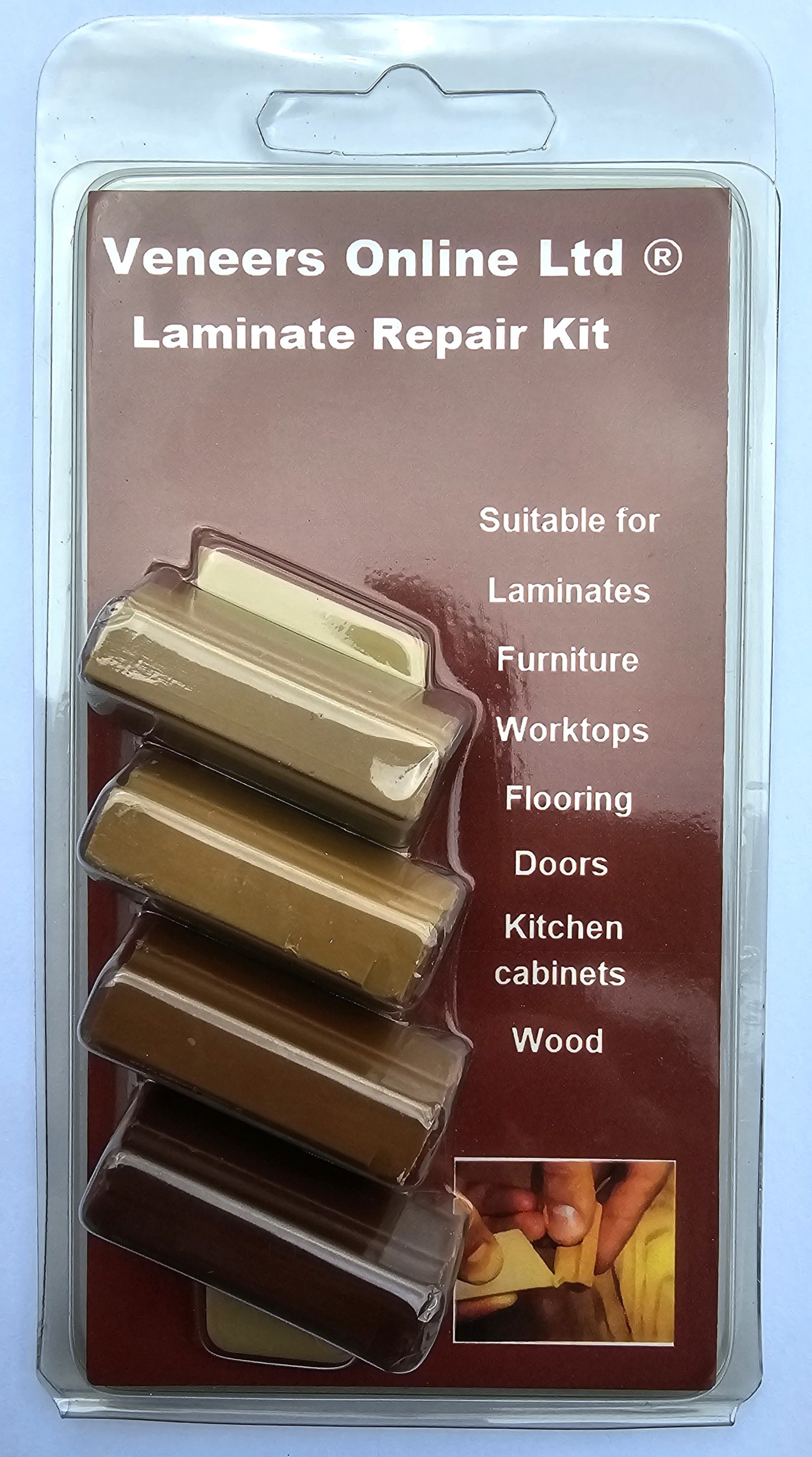 Furniture / Laminate Repair Soft Wax Filler Kit in Konig Oak Colours